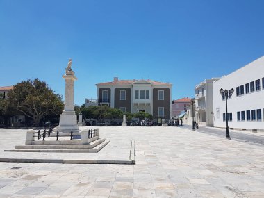 andros island andros city in greece statue in central square