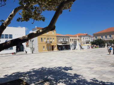 andros island andros city in greece statue in central square