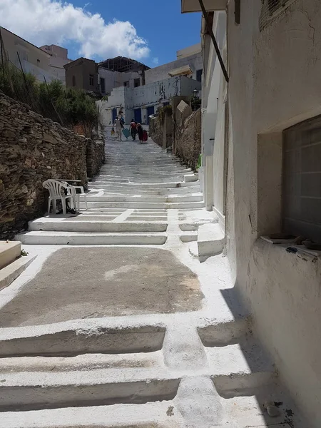 Andros Island Andros City Greece Steps Tourist Carrying His Luggage — Stockfoto