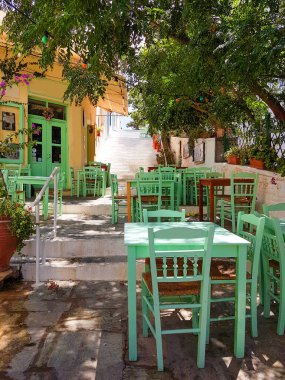 andros island andros city in greece steps shops cafe and restaurant