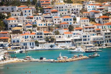 mpatsi or batsi city in andros island greece, greek tourist resort in aegean sea