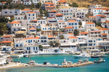 mpatsi or batsi city in andros island greece, greek tourist resort in aegean sea