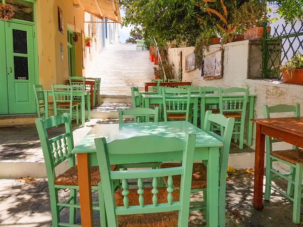 Άνδρος Άνδρος Πόλη Greece Σκαλοπάτια Καταστήματα Καφέ Και Εστιατόριο — Φωτογραφία Αρχείου
