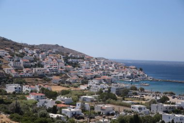 mpatsi or batsi city in andros island greece, greek tourist resort in aegean sea