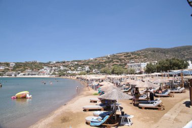 mpatsi or batsi city in andros island greece, greek tourist resort in aegean sea