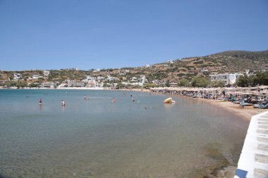 mpatsi or batsi city in andros island greece, greek tourist resort in aegean sea