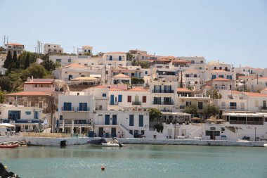 mpatsi or batsi city in andros island greece, greek tourist resort in aegean sea