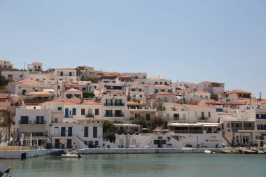 mpatsi or batsi city in andros island greece, greek tourist resort in aegean sea