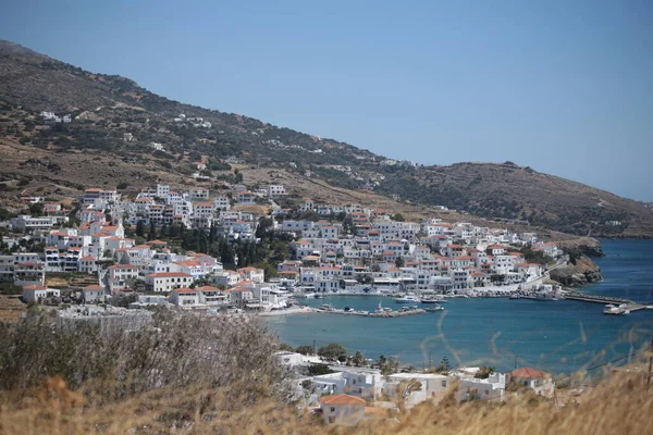 Mpatsi Batsi City Andros Island Greece Greek Tourist Resort Aegean — Zdjęcie stockowe