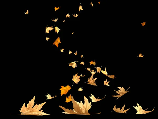 Leaves Autumn Background Yellow Brown Swirl Falling Isolated Rendreing — Stockfoto