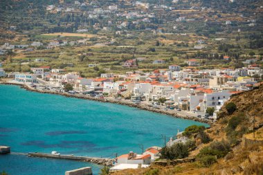 korthi village by the port and sea  in the south of andros island greece