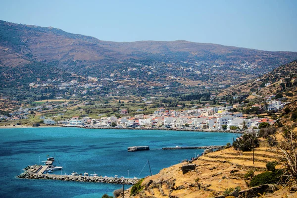 Korthi Village Port Sea South Andros Island Greece — Zdjęcie stockowe