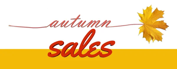 Autumnn Sales Leaf Leaves Yellow Text Word Isolated Background — Stock Photo, Image