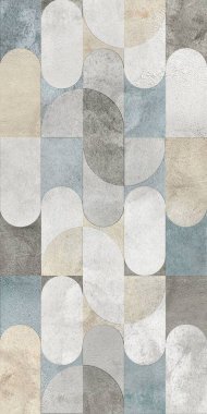 Dijital fayans tasarımı. 3 boyutlu rengarenk seramik duvar döşemeleri dekorasyonu. Soyut damaske desenli geometrik ve çiçekli süsler, eski fayanslar karmaşık detaylar. Yüksek kalite fotoğraf