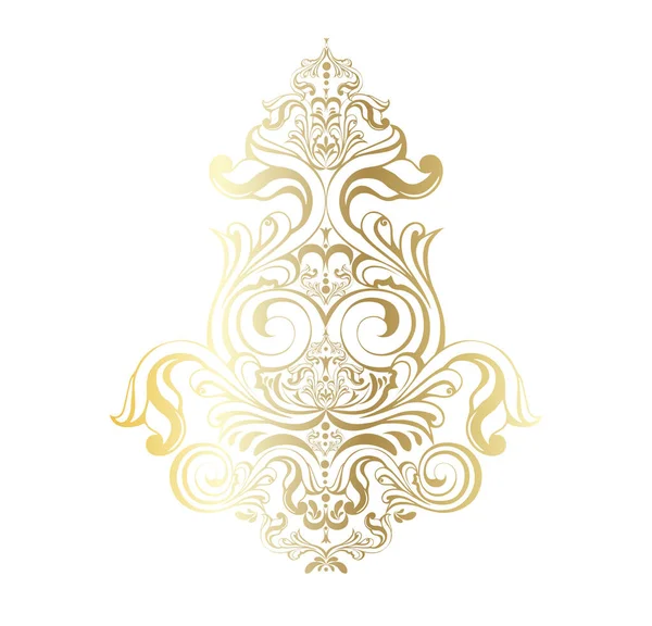 Vector damasco vintage barroco rolagem ornamento redemoinho. Monograma vitoriano escudo heráldico swirl.Retro folha floral padrão borda folhagem antiga acanto caligrafia gravada tatuagem. elemento de decoração da telha —  Vetores de Stock