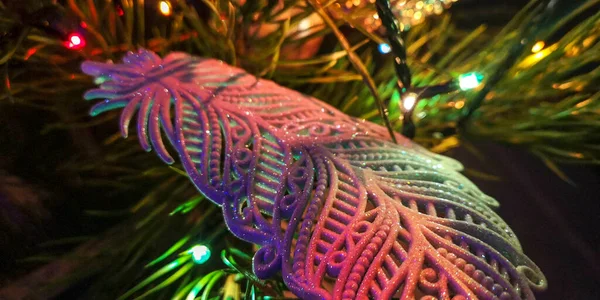Nowy Rok Tle Bożego Narodzenia Choinka Dekoracją Lampki Wesołych Świąt — Zdjęcie stockowe