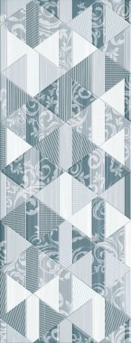 Dijital fayans tasarımı. 3 boyutlu rengarenk seramik duvar döşemeleri dekorasyonu. Soyut damaske desenli geometrik ve çiçekli süsler, eski fayanslar karmaşık detaylar. Yüksek kalite fotoğraf