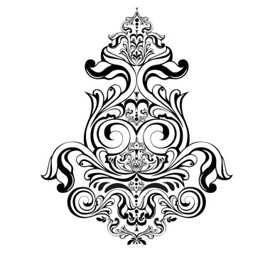 Vector damask klasik barok parşömen tomarı girdabı. Viktorya dönemi monogram heraldik kalkan girdabı. Retro çiçek yaprağı desenli kenar yeşilliği antik akanthus kaligrafi oymalı dövme. Döşeme dekor ögesi