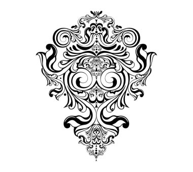 Vector damask klasik barok parşömen tomarı girdabı. Viktorya dönemi monogram heraldik kalkan girdabı. Retro çiçek yaprağı desenli kenar yeşilliği antik akanthus kaligrafi oymalı dövme. Döşeme dekor ögesi