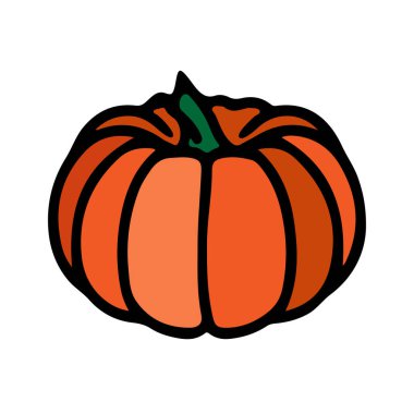 Vector flat icon of pumpkin vegetable. halloween traditional logo template. Vector illustration