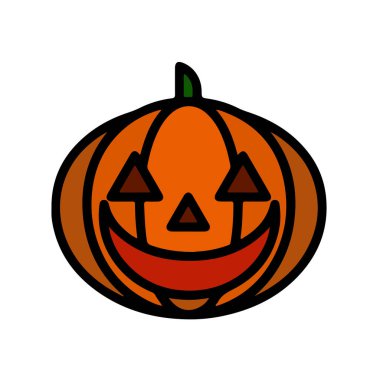 Vector icon og Halloween celebration pumpkin. Jack o lantern head with evil smile. Vector illustration