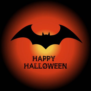 Cadılar Bayramı uçan yarasası. Vampir vektör yarasa. Düz bir şekilde uçan siyah yarasa silueti.