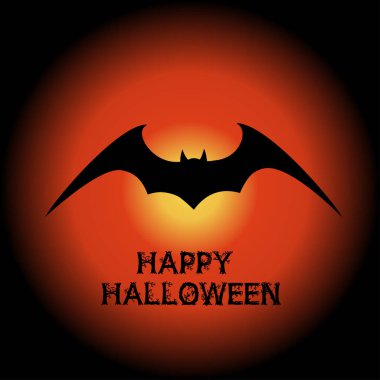 Cadılar Bayramı uçan yarasası. Vampir vektör yarasa. Düz bir şekilde uçan siyah yarasa silueti.