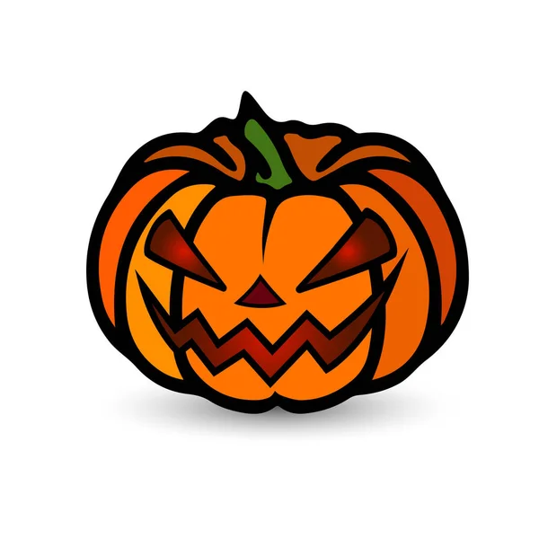 Símbolo Halloween Vetor Cara Abóbora Assustadora Com Sorriso Maligno Ícone — Vetor de Stock