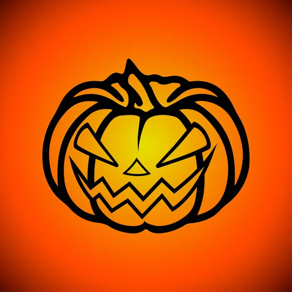 Vector Halloween Symbol Scary Pumpkin Face Evil Smile Jack Lantern — Stock Vector