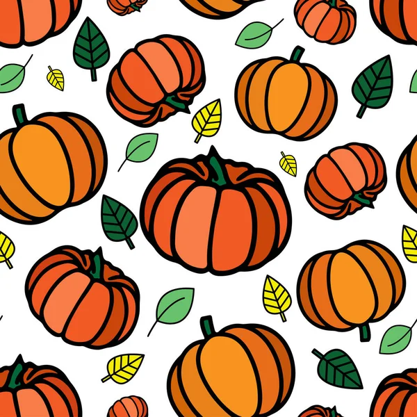 Vector Pumpkin Vegetable Print Halloween Thanksgiving Seamless Pattern Vector Illustration — Stock Vector