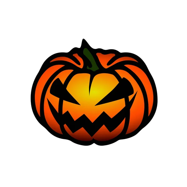 Vector Halloween Symbol Scary Pumpkin Face Evil Smile Jack Lantern — Stock Vector