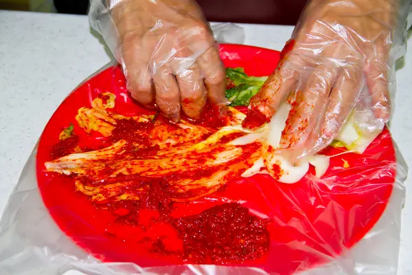 Kimchi, comida tradicional coreana — Foto de Stock