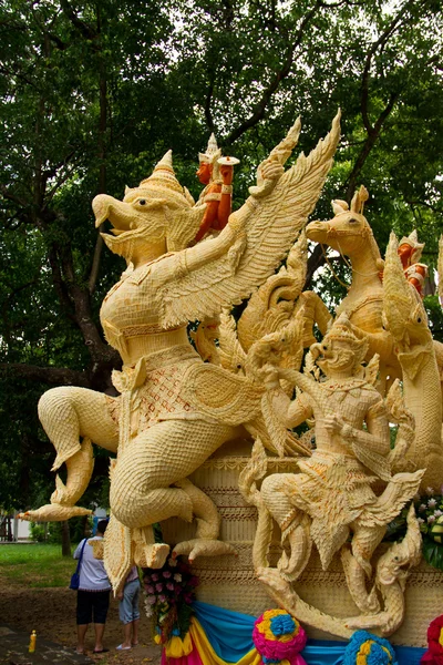 Candles are carved out of wax, Thai art form of wax, UbonRatchathani, Thailand — Stock Photo, Image