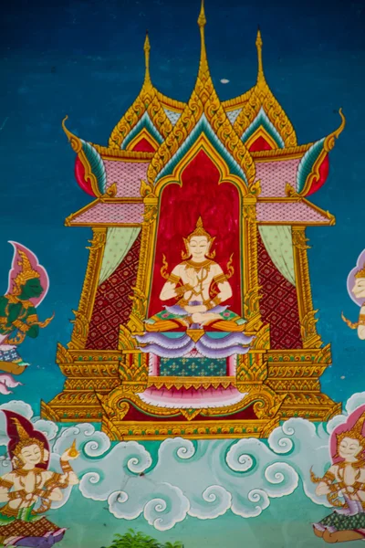 Thai style art on the wall temple, Thailand — Stock Photo, Image