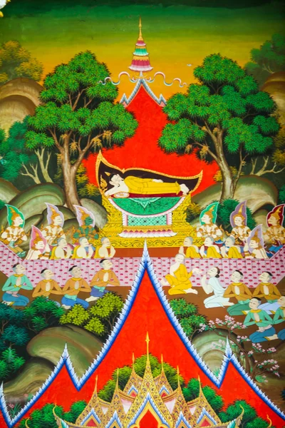 Thai style art on the wall temple, Thailand — Stock Photo, Image