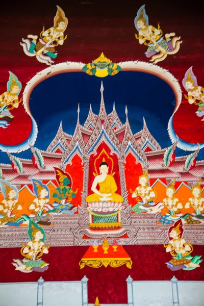 Thai style art on the wall temple, Thailand — Stock Photo, Image