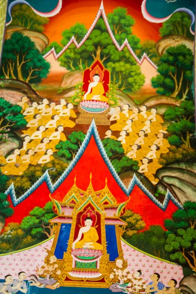 壁の寺院、タイのタイ風アート — ストック写真