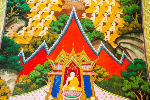 Thailändsk stil konst på väggen templet, thailand — Stockfoto