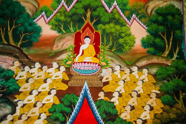 Thailändsk stil konst på väggen templet, thailand — Stockfoto