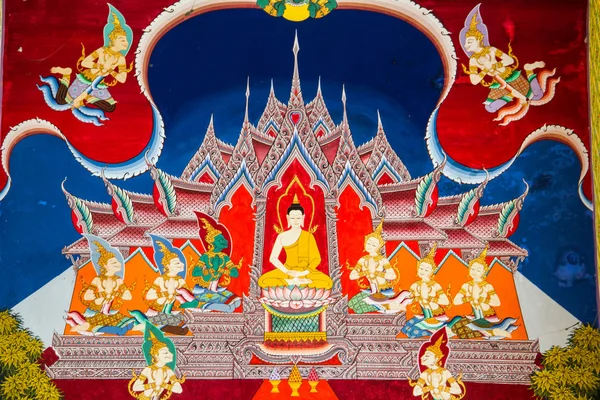 Thai style art on the wall temple, Thailand — Stock Photo, Image