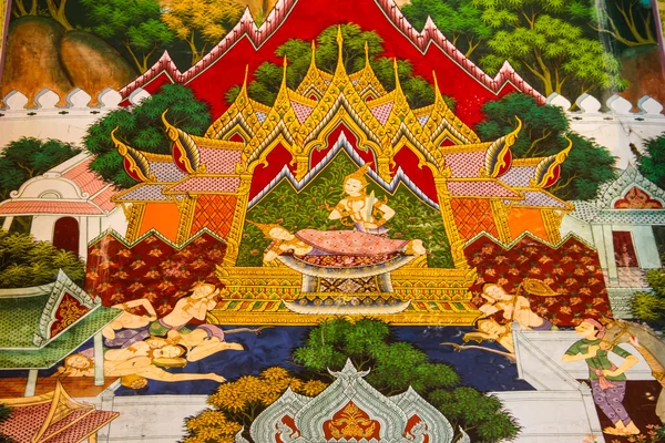 Thailändsk stil konst på väggen templet, thailand — Stockfoto