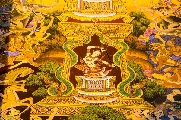 Arte de estilo tailandés en el templo de la pared, Tailandia — Foto de Stock