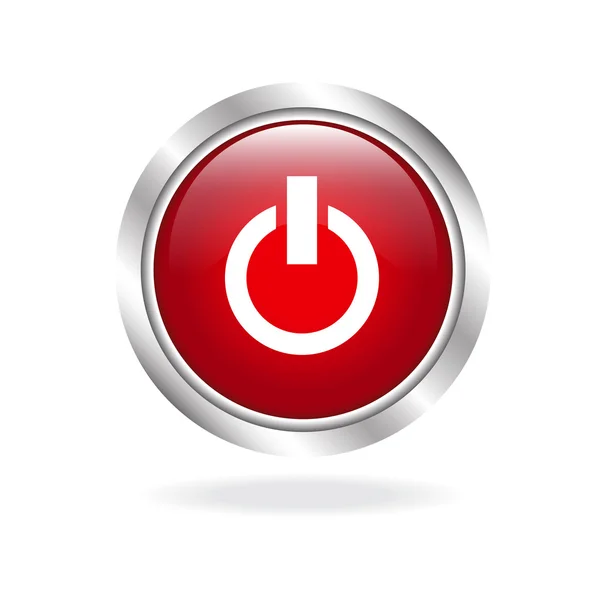 Bouton brillant rouge Power — Image vectorielle