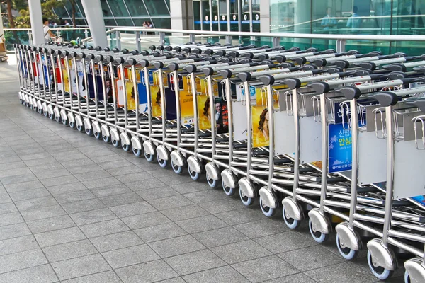 Shopping carts in a row — Stock Photo, Image