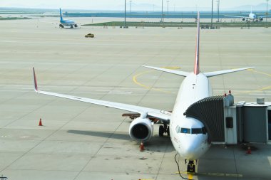 uçağın havaalanı kapısında