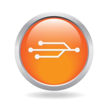 USB bağlantı düğmesi beyaz zemin üzerine parlak