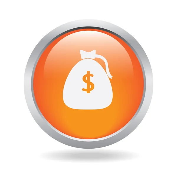 Pengar orange cirkel glansigt med vit bakgrund — Stock vektor