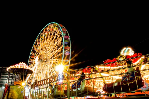 Ferris Wheel Motion Amusement Park Night — Stock Photo, Image