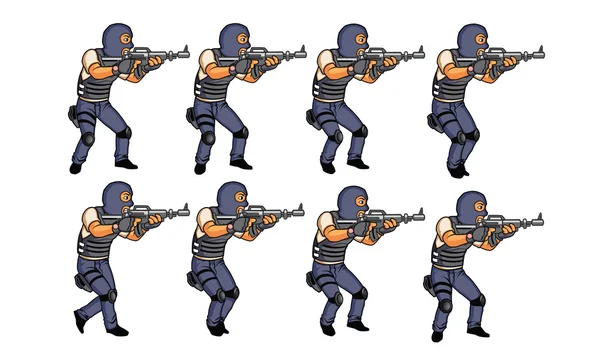 Séquence d'animation SWAT Walk — Image vectorielle