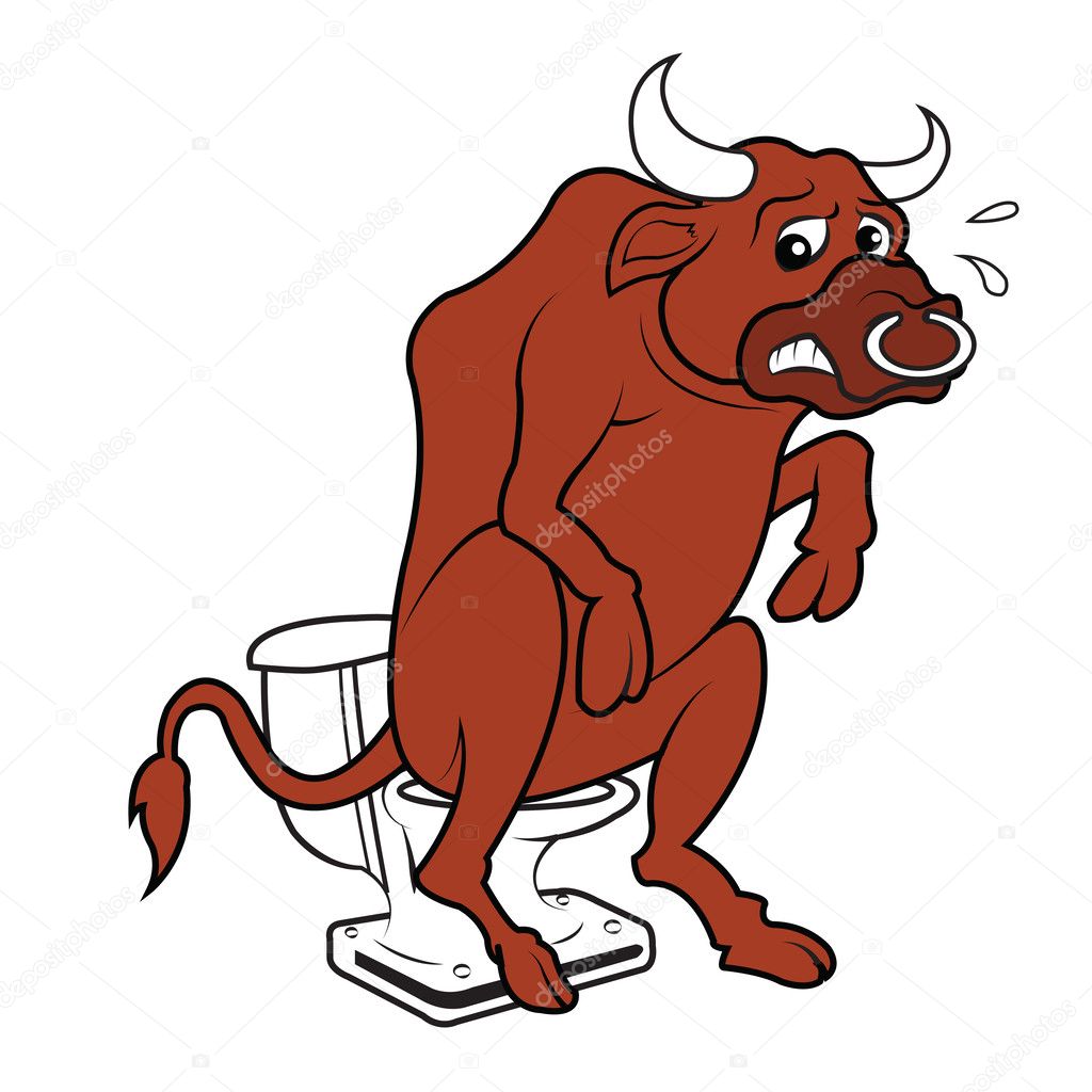 Bull on Toilet
